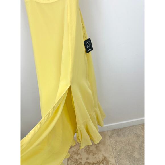 Lulus Summer Invite Yellow Tie-Strap Tiered Midi Dress Party Cocktail Small NWT - Picture 6 of 11